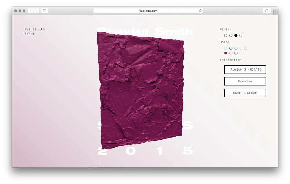 Painting ID website, painting page